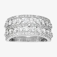 (H-I / Si1-Si2) Womens 5.5MM 2 CT. T.W. Lab Grown White Diamond 10K Gold Anniversary Band