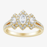 Love Lives Forever (H-I / Si1-Si2) Womens 1 CT. T.W. Lab Grown White Diamond 10K Gold Marquise Side Stone 3-Stone Engagement Ring