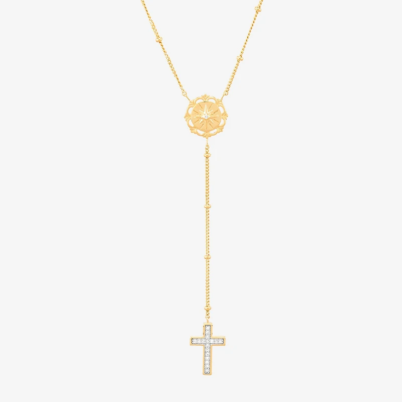 (Si1-Si2/ H-I) Womens White Diamond 14K Gold Over Silver 18 Inch Y Necklace