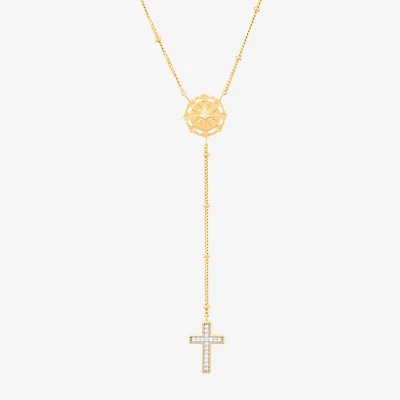 (Si1-Si2/ H-I) Womens White Diamond 14K Gold Over Silver 18 Inch Y Necklace