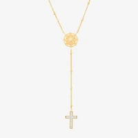 (Si1-Si2/ H-I) Womens White Diamond 14K Gold Over Silver 18 Inch Y Necklace