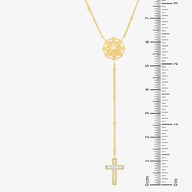 (Si1-Si2/ H-I) Womens White Diamond 14K Gold Over Silver 18 Inch Y Necklace