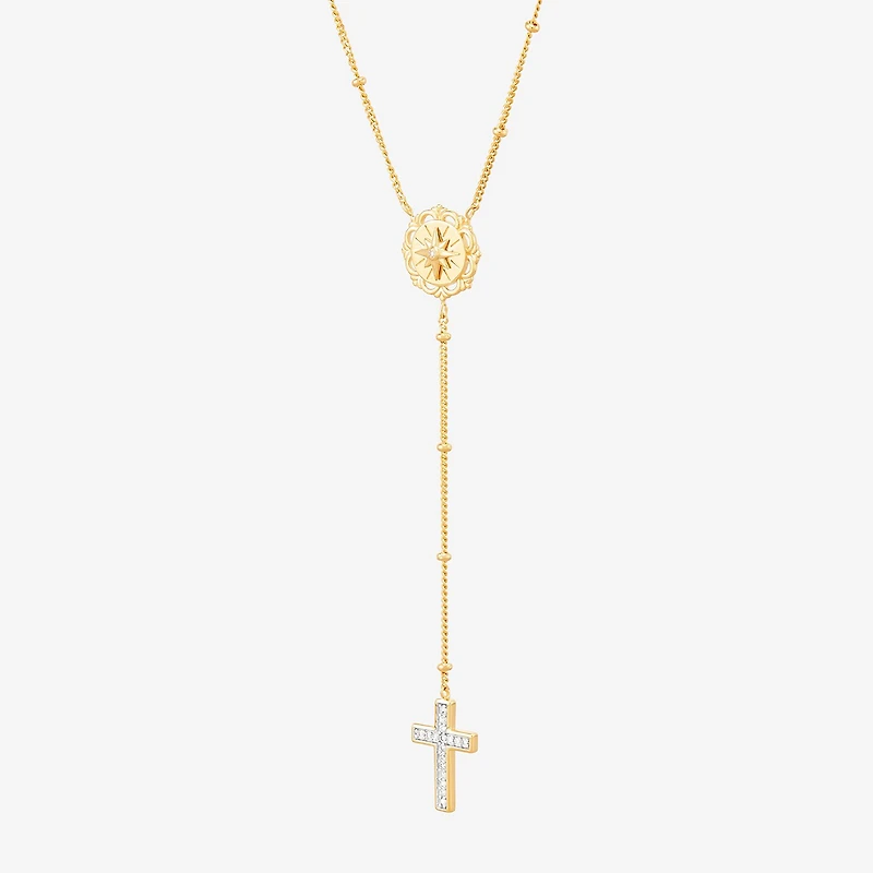 (Si1-Si2/ H-I) Womens White Diamond 14K Gold Over Silver 18 Inch Y Necklace