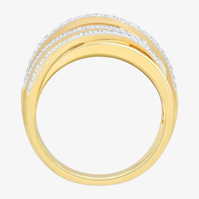 (H-I/ Si1-Si2) Womens 1/2 CT. T.W. Lab Grown White Diamond 14K Gold Over Silver Cocktail Ring