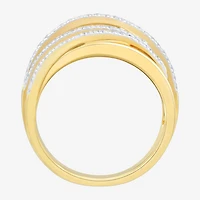 (H-I/ Si1-Si2) Womens 1/2 CT. T.W. Lab Grown White Diamond 14K Gold Over Silver Cocktail Ring