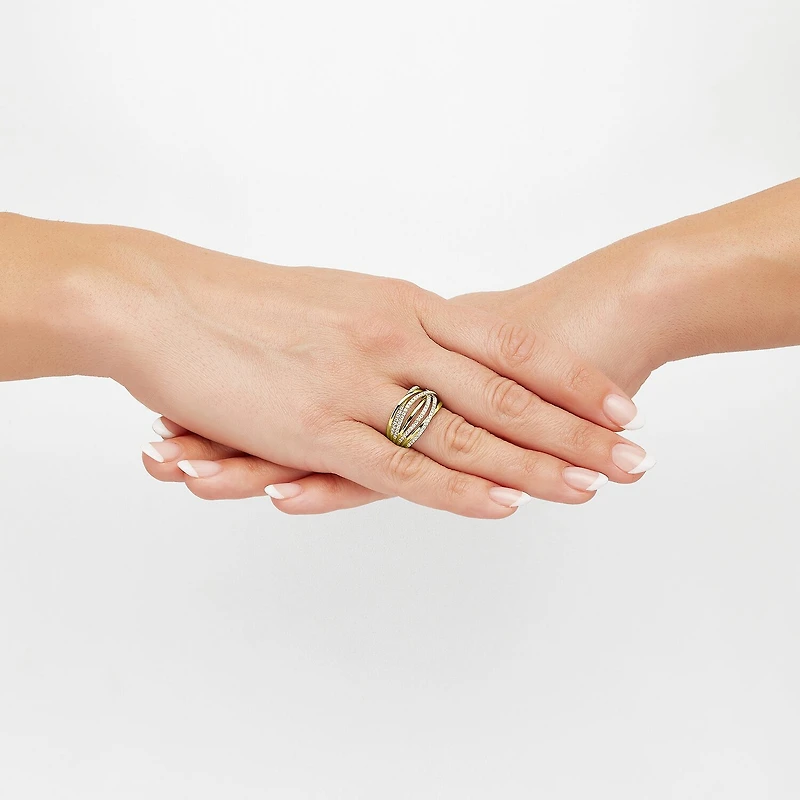 (H-I/ Si1-Si2) Womens 1/2 CT. T.W. Lab Grown White Diamond 14K Gold Over Silver Cocktail Ring