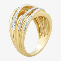 (H-I/ Si1-Si2) Womens 1/2 CT. T.W. Lab Grown White Diamond 14K Gold Over Silver Cocktail Ring
