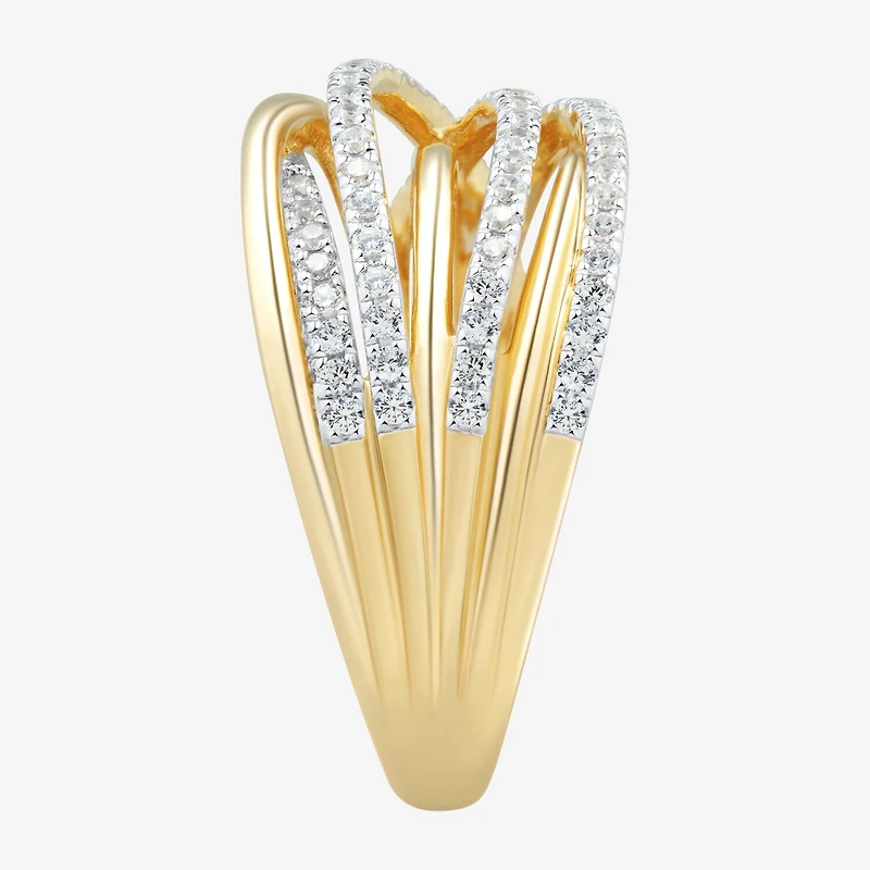 (H-I/ Si1-Si2) Womens 1/2 CT. T.W. Lab Grown White Diamond 14K Gold Over Silver Cocktail Ring
