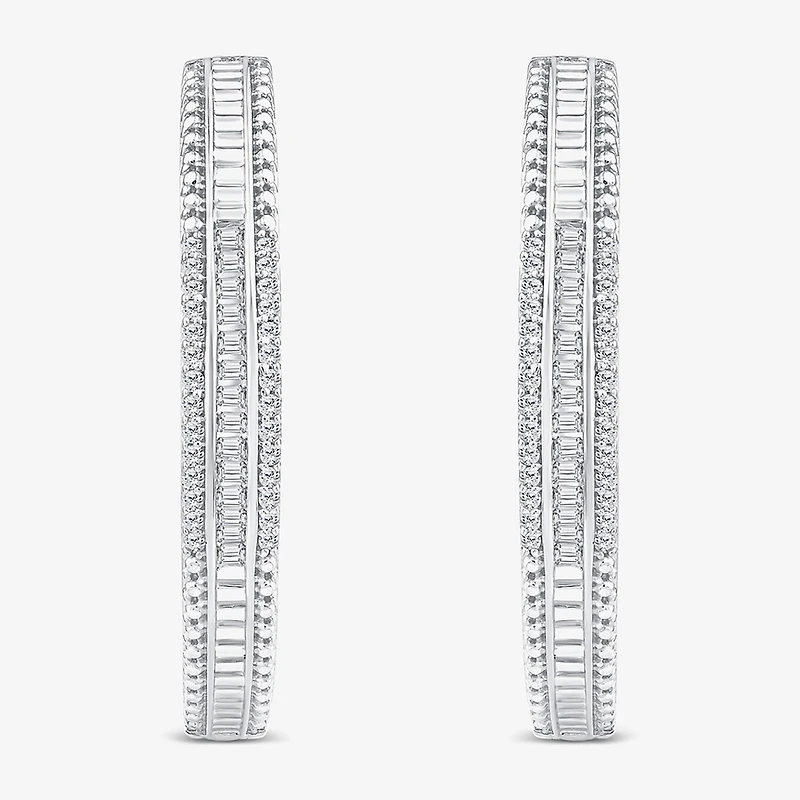Limited Quantities! Womens 1/2 CT. T.W. Natural White Diamond 14K Gold 29.2mm Hoop Earrings