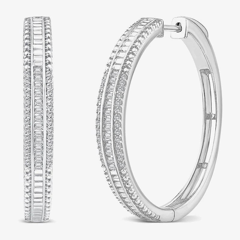 Limited Quantities! Womens 1/2 CT. T.W. Natural White Diamond 14K Gold 29.2mm Hoop Earrings
