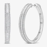 Limited Quantities! Womens 1/2 CT. T.W. Natural White Diamond 14K Gold 29.2mm Hoop Earrings
