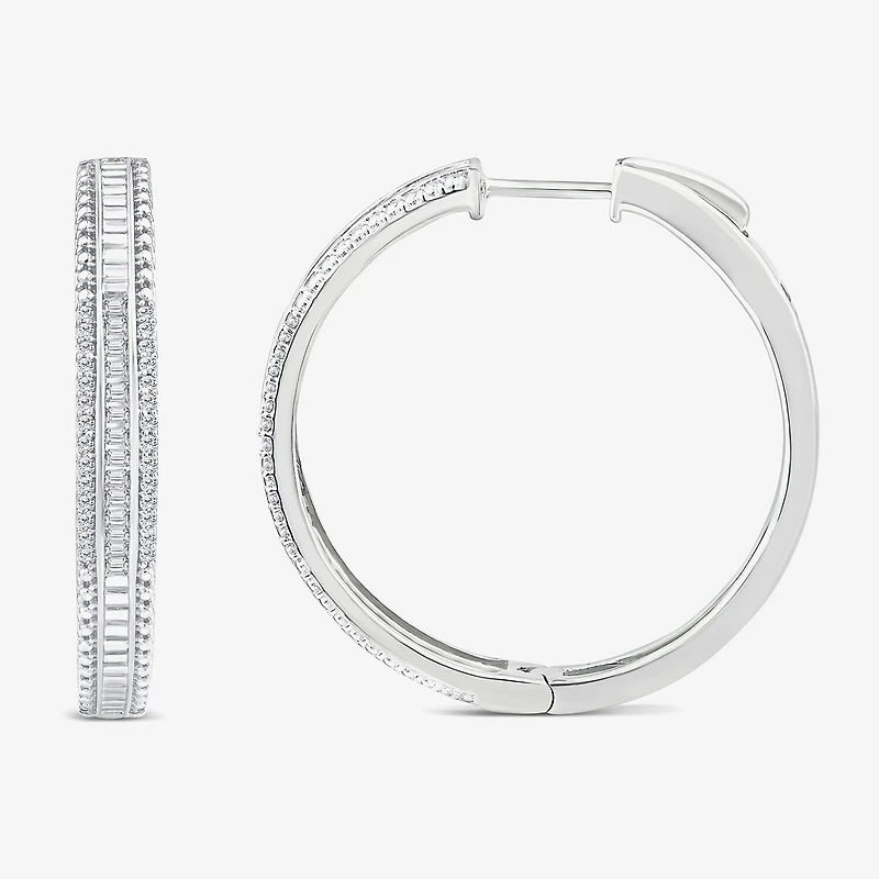 Limited Quantities! Womens 1/2 CT. T.W. Natural White Diamond 14K Gold 29.2mm Hoop Earrings