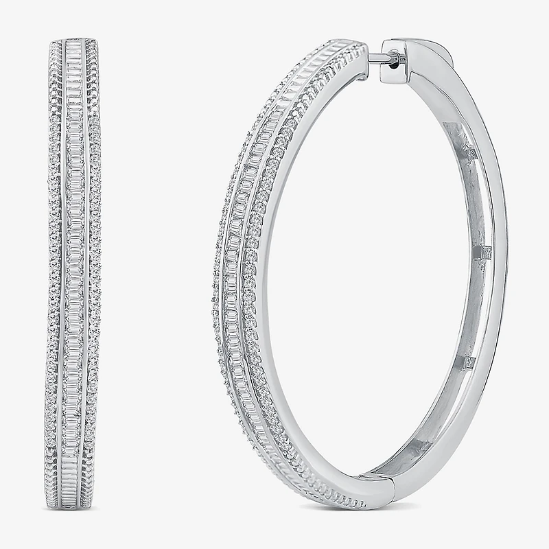 Limited Quantities! Womens 7/8 CT. T.W. Natural White Diamond 14K Gold 38.8mm Hoop Earrings