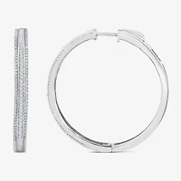 Limited Quantities! Womens 7/8 CT. T.W. Natural White Diamond 14K Gold 38.8mm Hoop Earrings