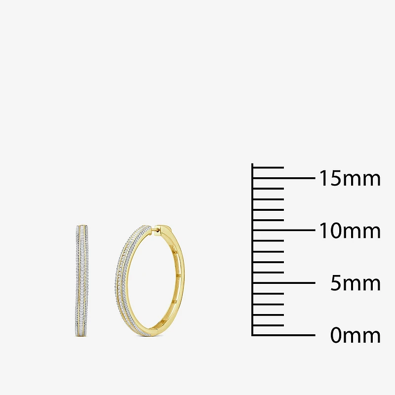Limited Quantities! Womens 7/8 CT. T.W. Natural White Diamond 14K Gold 38.8mm Hoop Earrings