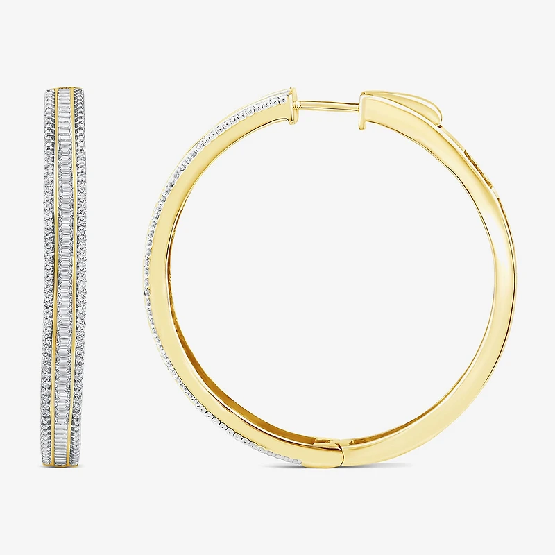 Limited Quantities! Womens 7/8 CT. T.W. Natural White Diamond 14K Gold 38.8mm Hoop Earrings