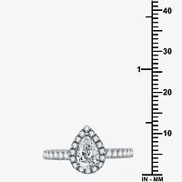 (H-I / I1) Womens 2 CT. T.W. Lab Grown White Diamond 10K Gold Pear Side Stone Halo Bridal Set