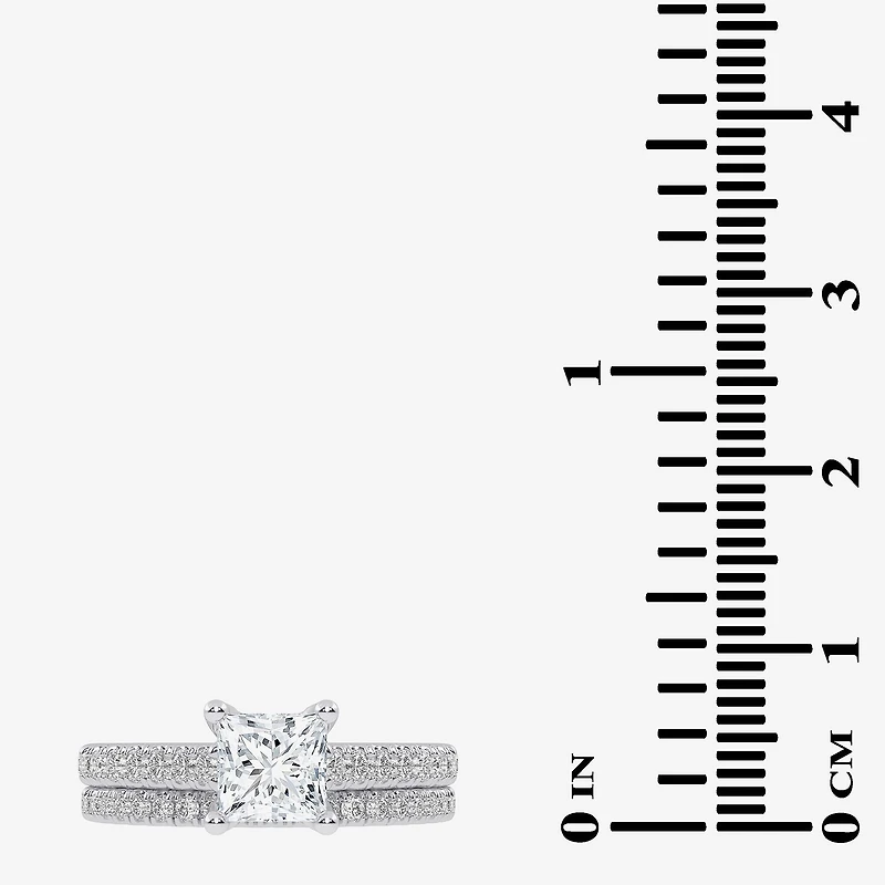 (H-I / Si2-I1) Womens 1 1/2 CT. T.W. Lab Grown White Diamond 10K or 14K Gold Side Stone Bridal Set
