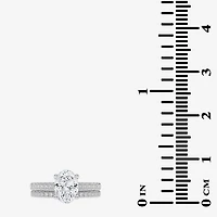 (H-I / Si2-I1) Womens 1 1/2 CT. T.W. Lab Grown White Diamond 10K or 14K Gold Oval Side Stone Bridal Set
