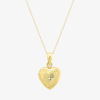 Made in Italy Girls White Cubic Zirconia 14K Gold 13 Inch Locket Necklace