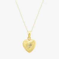 Made in Italy Girls White Cubic Zirconia 14K Gold 13 Inch Locket Necklace