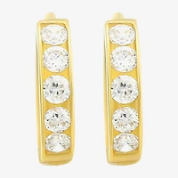 Girls Cubic Zirconia 14K Gold 9mm Round Hoop Earrings