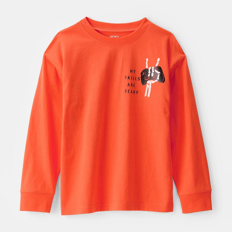 Carter's Halloween Little & Big Kid Boys Round Neck Long Sleeve Regular Fit Graphic T-Shirt