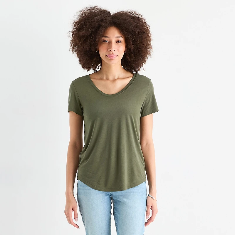 A.N.A Womens Scoop Neck Short Sleeve T-Shirt