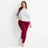 Liz Claiborne Plus Womens Crew Neck Long Sleeve Pullover Sweater