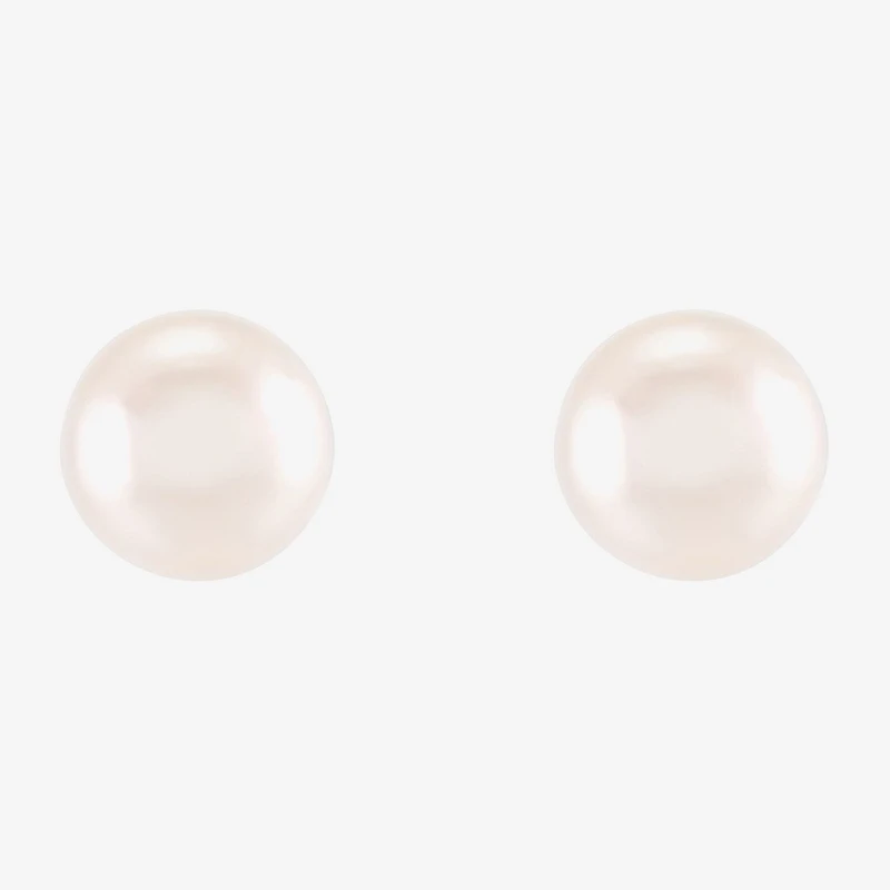 White Cultured Freshwater Pearl 10K Gold 6mm Ball Stud Earrings