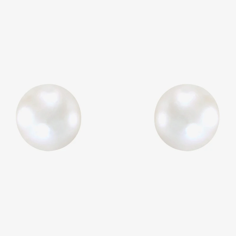 White Cultured Freshwater Pearl 14K Gold 3mm Ball Stud Earrings