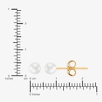 White Cultured Freshwater Pearl 14K Gold 3mm Ball Stud Earrings