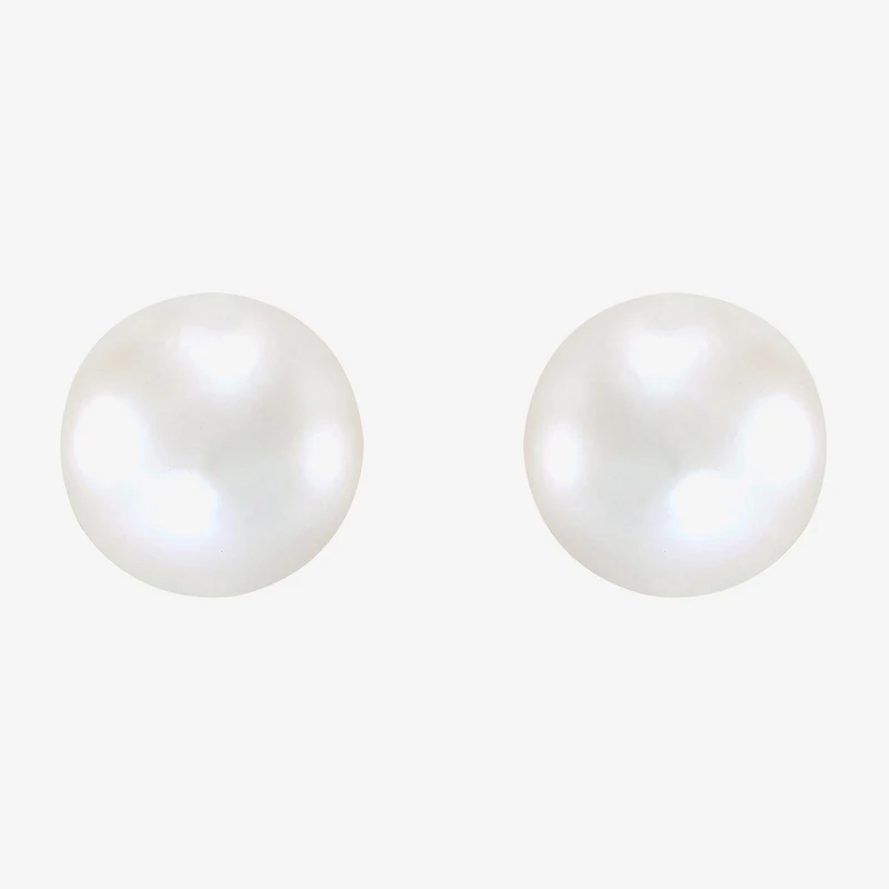 White Cultured Freshwater Pearl 14K Gold 6.5mm Ball Stud Earrings