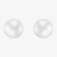 White Cultured Freshwater Pearl 14K Gold 6.5mm Ball Stud Earrings
