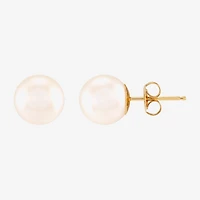 White Cultured Freshwater Pearl 14K Gold 8mm Ball Stud Earrings