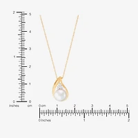 Womens White Cultured Freshwater Pearl 10K Gold 18 Inch Pendant Necklace