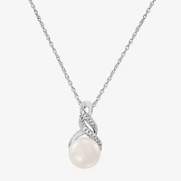 Womens Diamond Accent White Cultured Freshwater Pearl Pendant Necklace Set