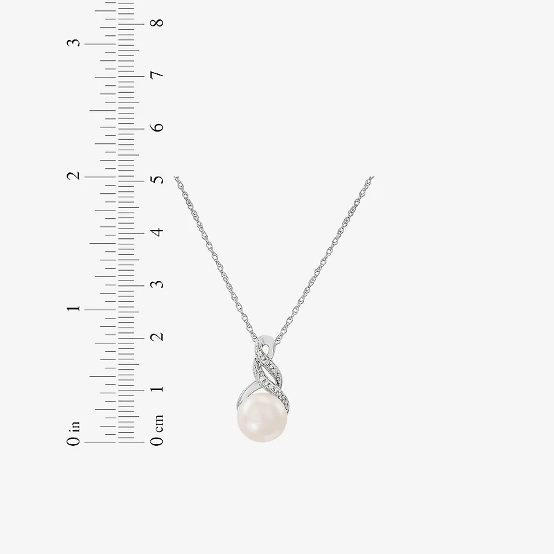 Womens Diamond Accent White Cultured Freshwater Pearl Pendant Necklace Set
