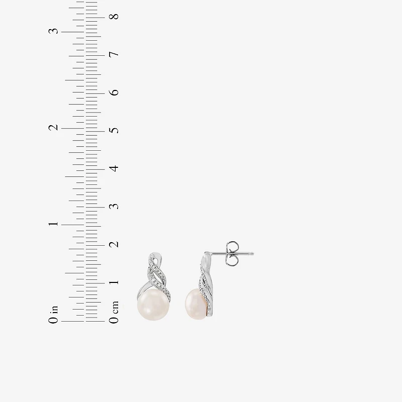Womens Diamond Accent White Cultured Freshwater Pearl Pendant Necklace Set