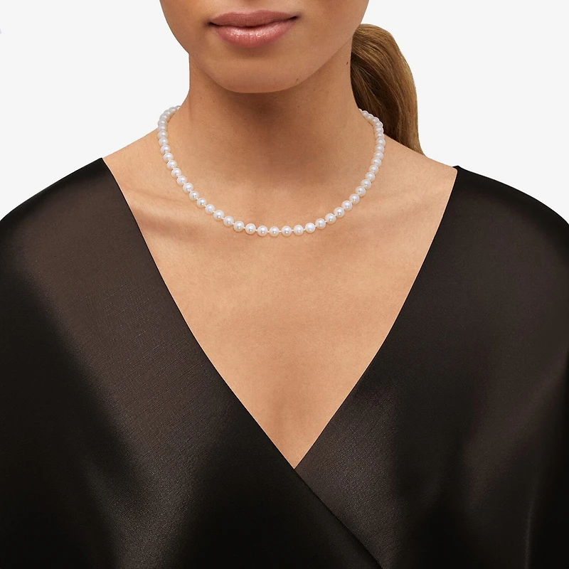 Womens White Sterling Silver 18 Inch Strand Necklace