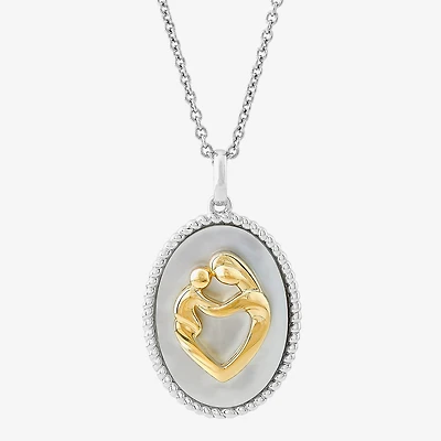 Womens White Mother Of Pearl 10K Gold Over Silver Oval 18 Inch Pendant Necklace