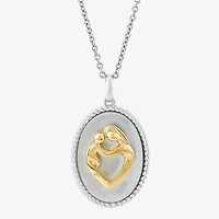 Womens White Mother Of Pearl 10K Gold Over Silver Oval 18 Inch Pendant Necklace