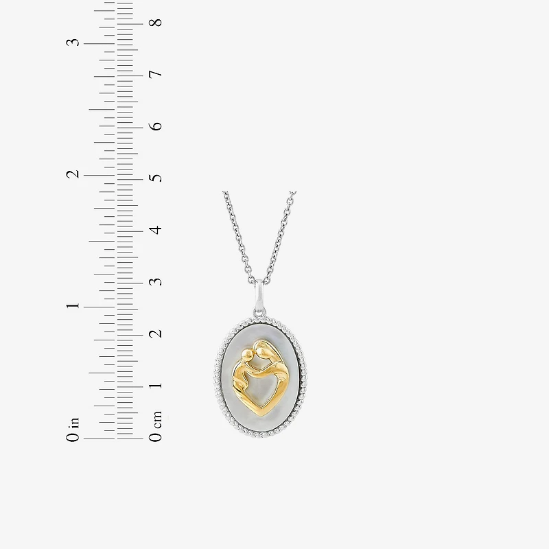 Womens White Mother Of Pearl 10K Gold Over Silver Oval 18 Inch Pendant Necklace