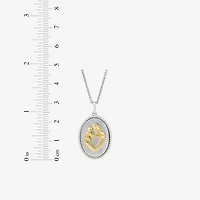 Womens White Mother Of Pearl 10K Gold Over Silver Oval 18 Inch Pendant Necklace