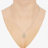 Womens White Mother Of Pearl 10K Gold Over Silver Oval 18 Inch Pendant Necklace