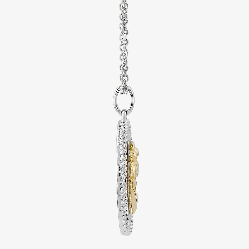 Womens White Mother Of Pearl 10K Gold Over Silver Oval 18 Inch Pendant Necklace
