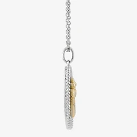 Womens White Mother Of Pearl 10K Gold Over Silver Oval 18 Inch Pendant Necklace