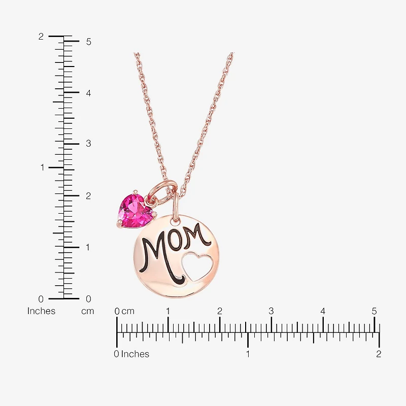 Womens Lab Created Red Ruby 14K Rose Gold Over Silver 18 Inch Pendant Necklace