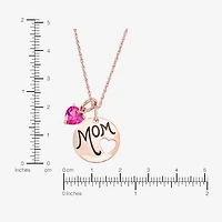 Womens Lab Created Red Ruby 14K Rose Gold Over Silver 18 Inch Pendant Necklace