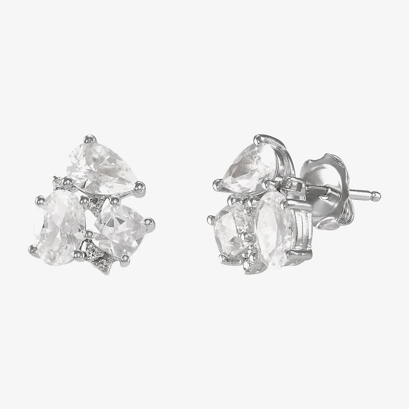 Lab Created White Sapphire Sterling Silver 10.5mm Stud Earrings